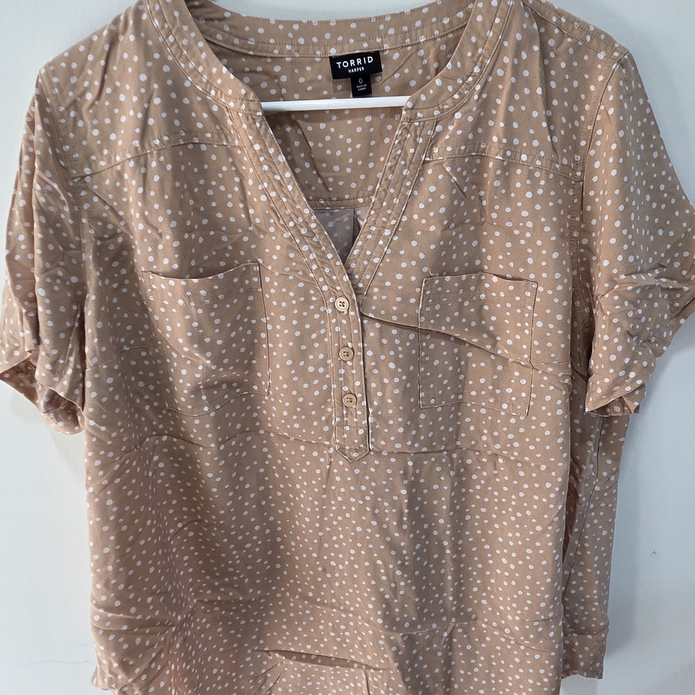 Torrid Beige Polka Dot Blouse